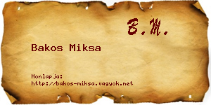 Bakos Miksa névjegykártya