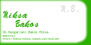 miksa bakos business card
